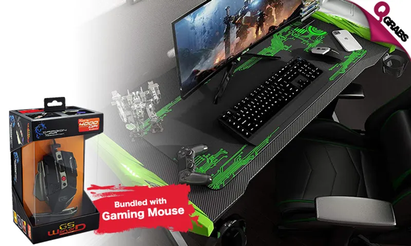 Galaxy Hero Gaming Desk + FREE Dragon War G5 Gaming Mouse!